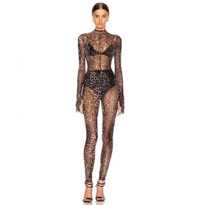 LaQuan Smith Dark Blue Animalia Catsuit